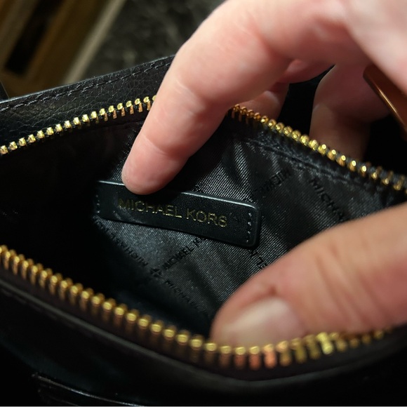 Michael Kors Black Leather Bag with Gold Accents - Picture 3 of 6